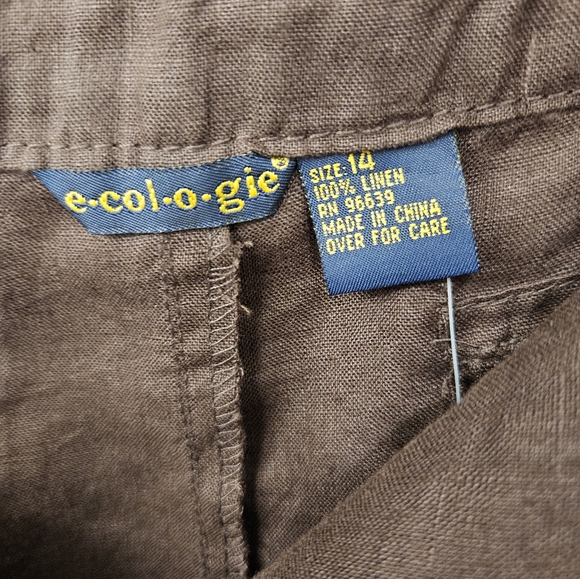 NWT - Linen E•COL•O•GIE Brown Midi Skirt - Size 14 - Picture 5 of 10